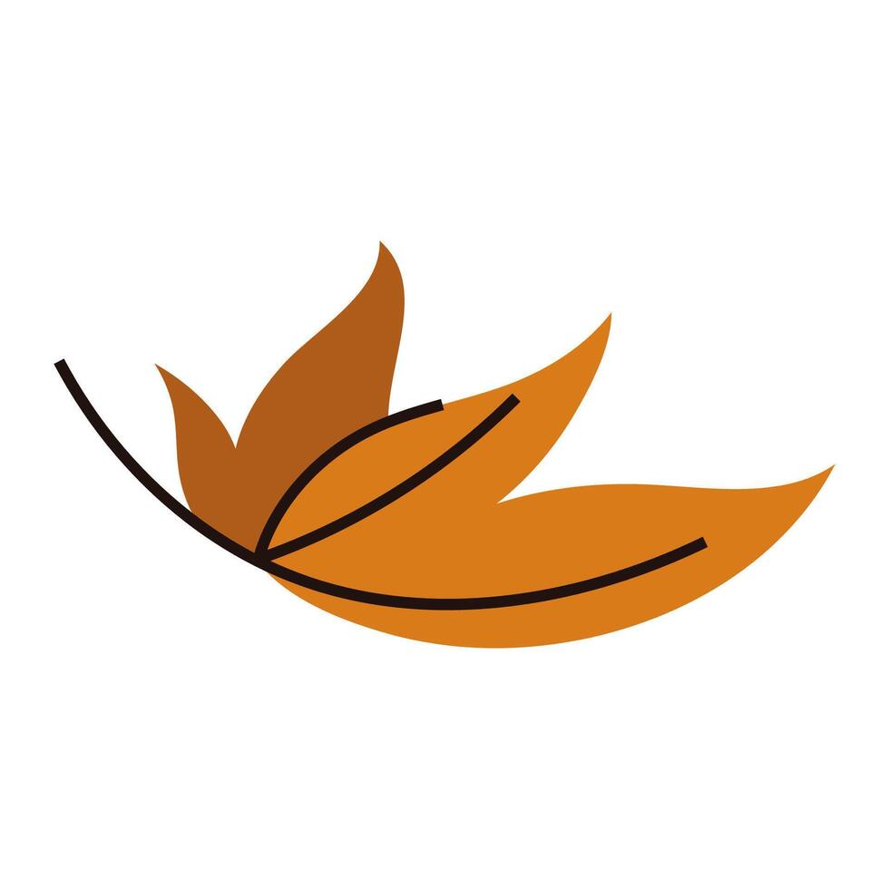 Minimalist orange autumn falling leaf, simple illustration of natural foliage vector