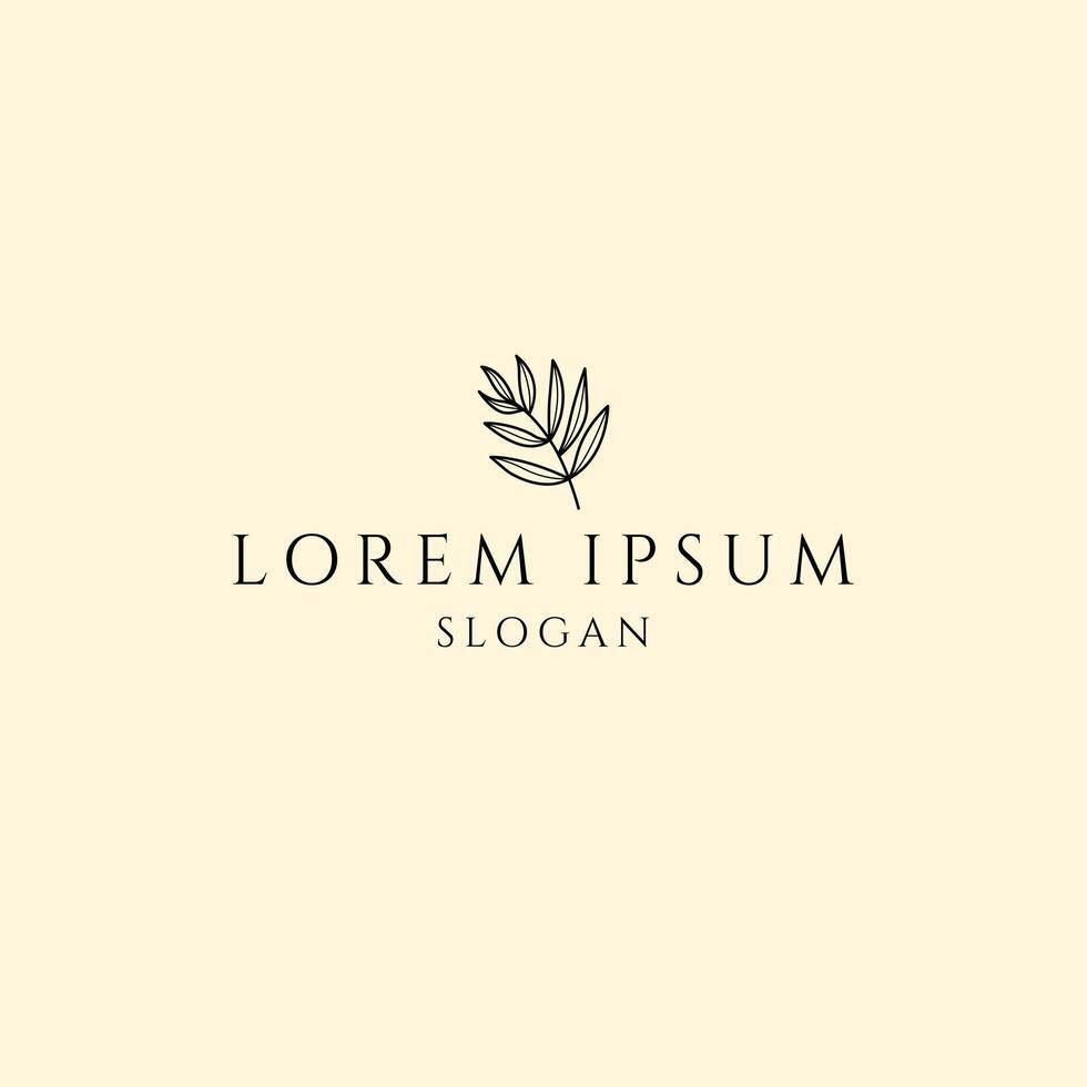 Elegant minimalist logo featuring a clean line art illustration of a branch with leaves, perfect for eco-friendly brands, wellness studios, or natural product packaging. vector