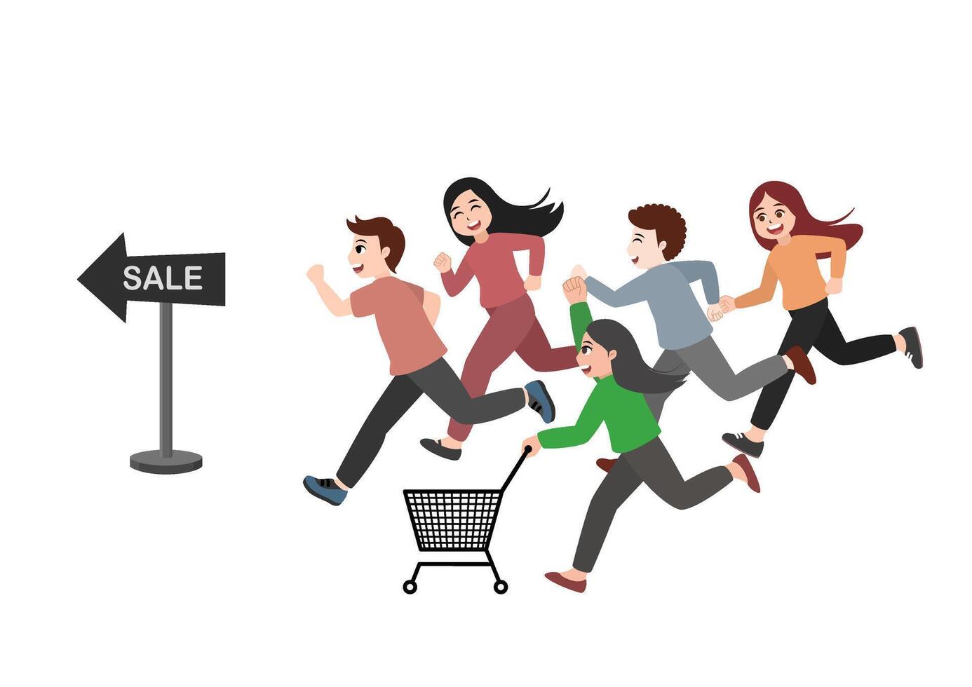 People run around hunting for discounts vector
