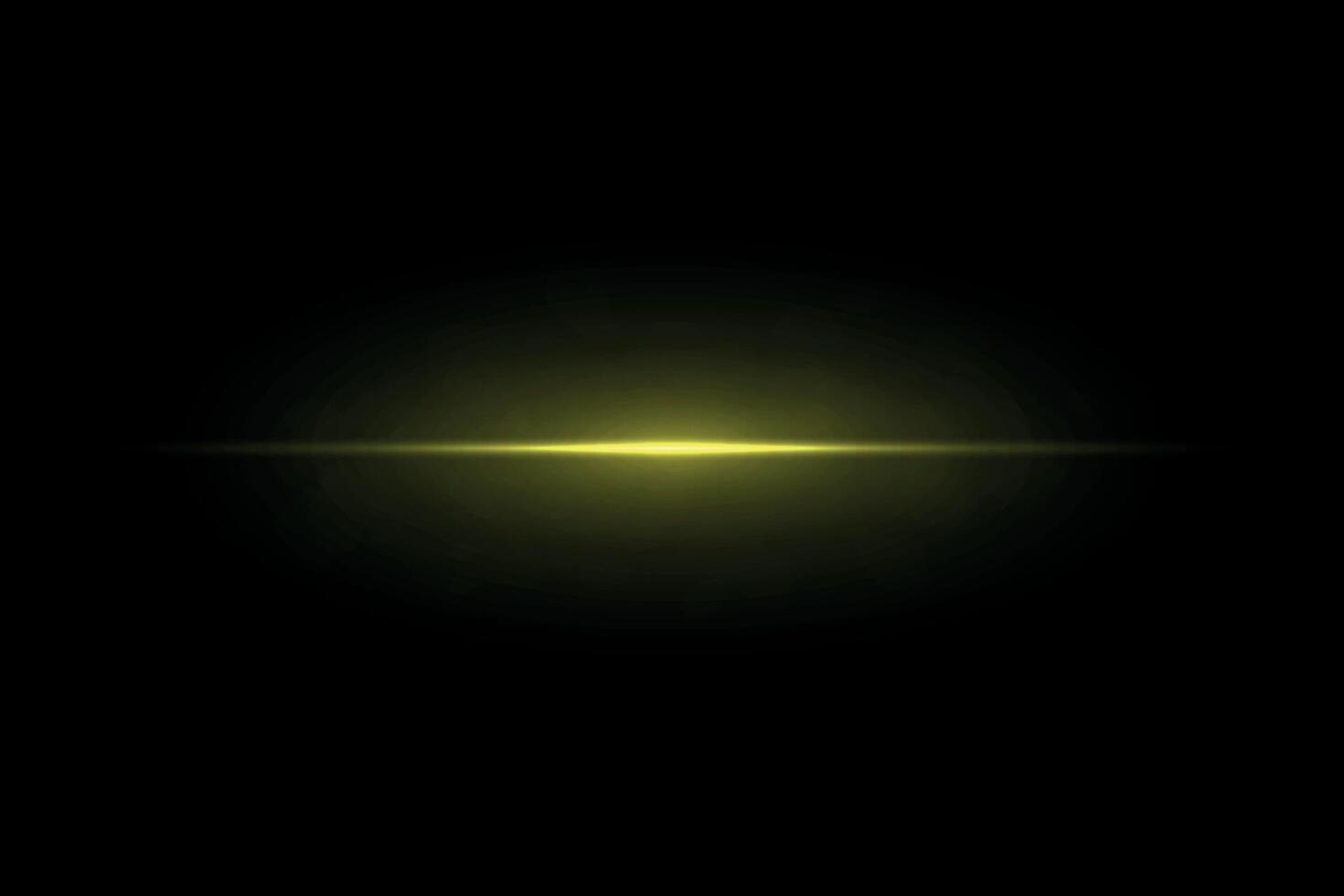 Yellow horizontal light flare in black abstract space vector