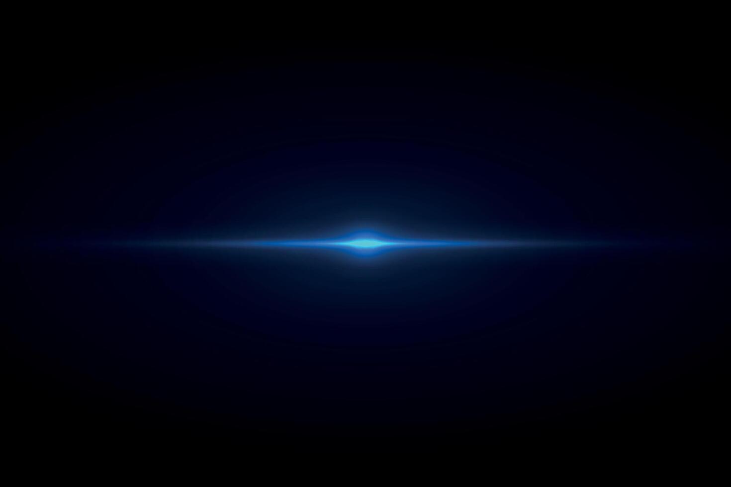 Blue horizontal light flash on dark black background vector