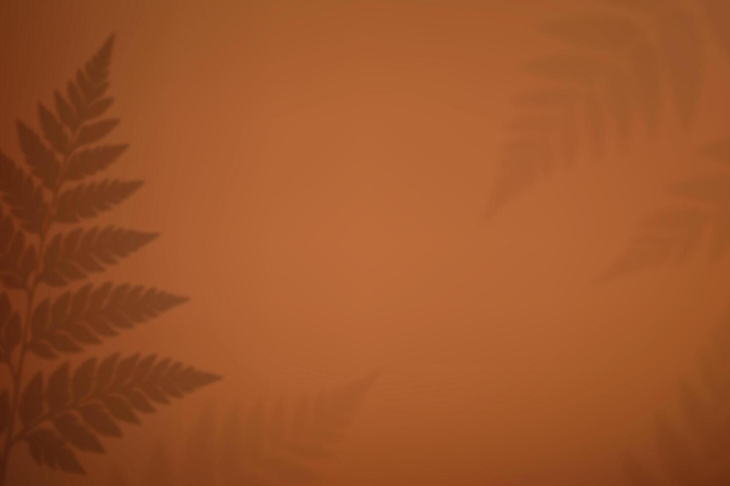 Brown botanical shadow with fern leaves on textured wall vector