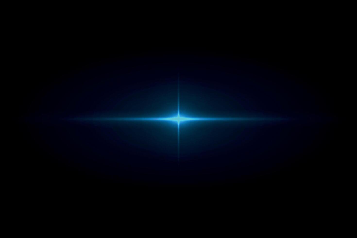 Blue glowing star light flare in dark background vector