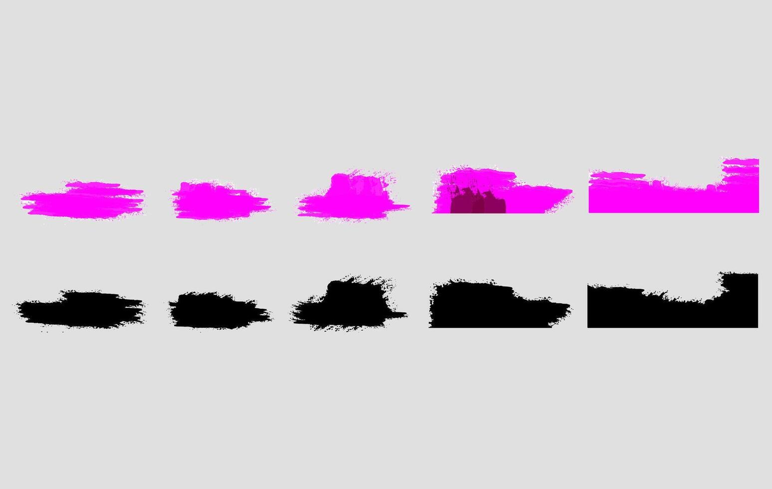 Collection of artistic brushstrokes in pink and black with rough textures vector