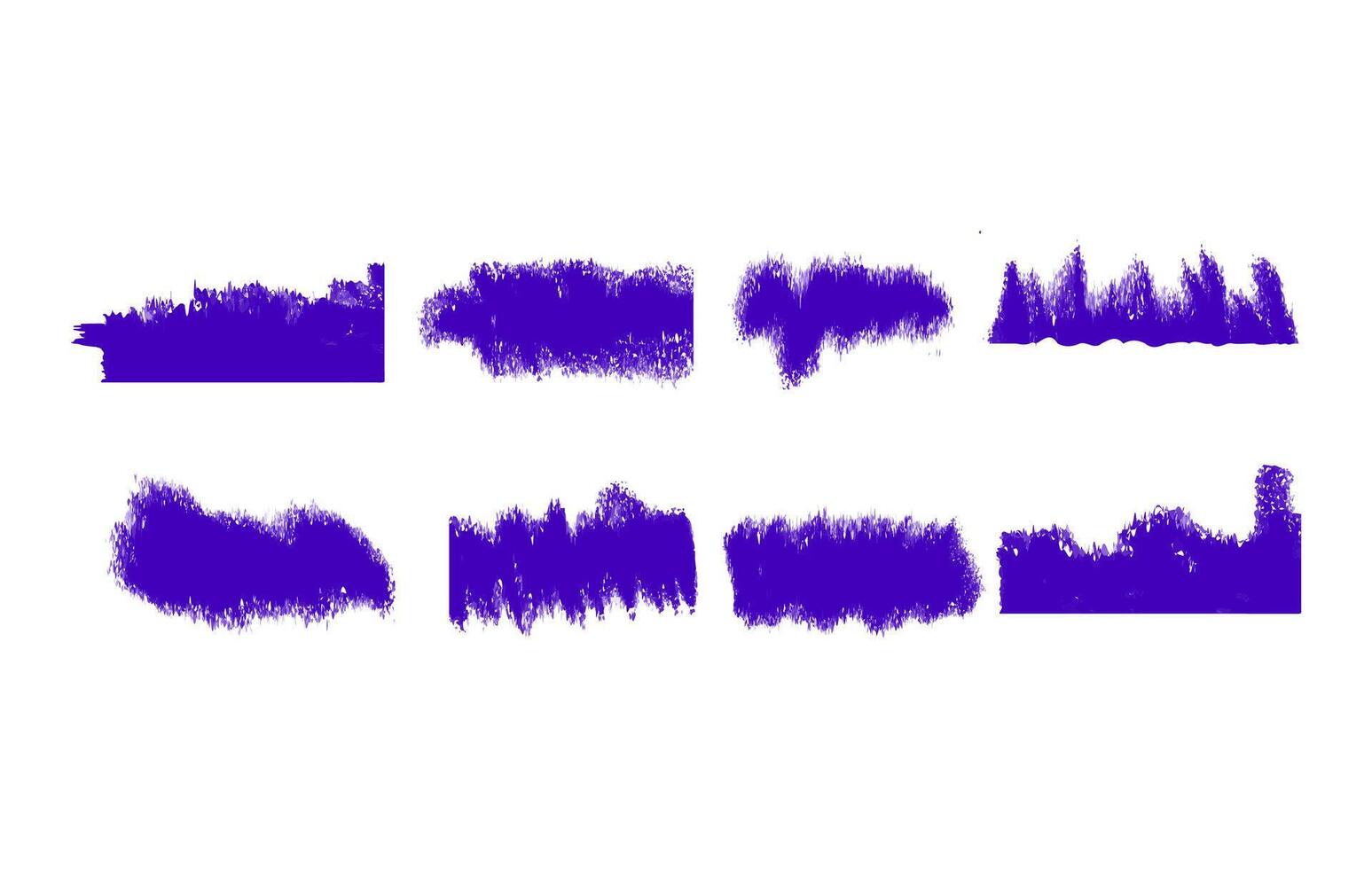 Collection of hand painted purple brush strokes for creative projects vector