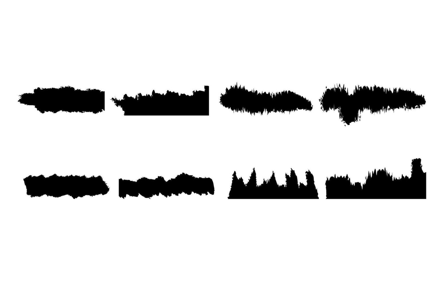 Collection of black ink brush strokes and abstract shapes vector