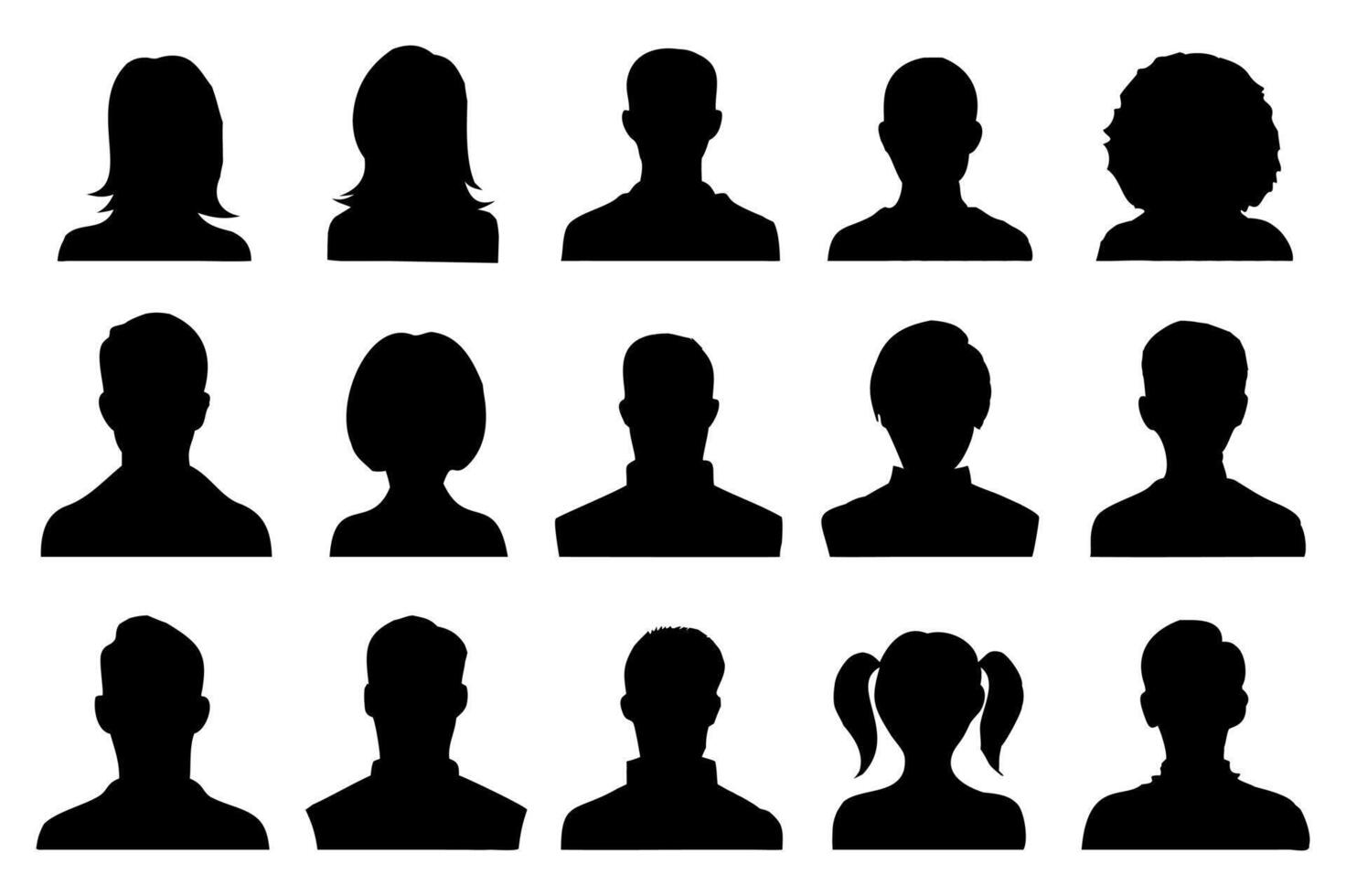 Human Shadow Avatars Diverse Silhouette Set vector