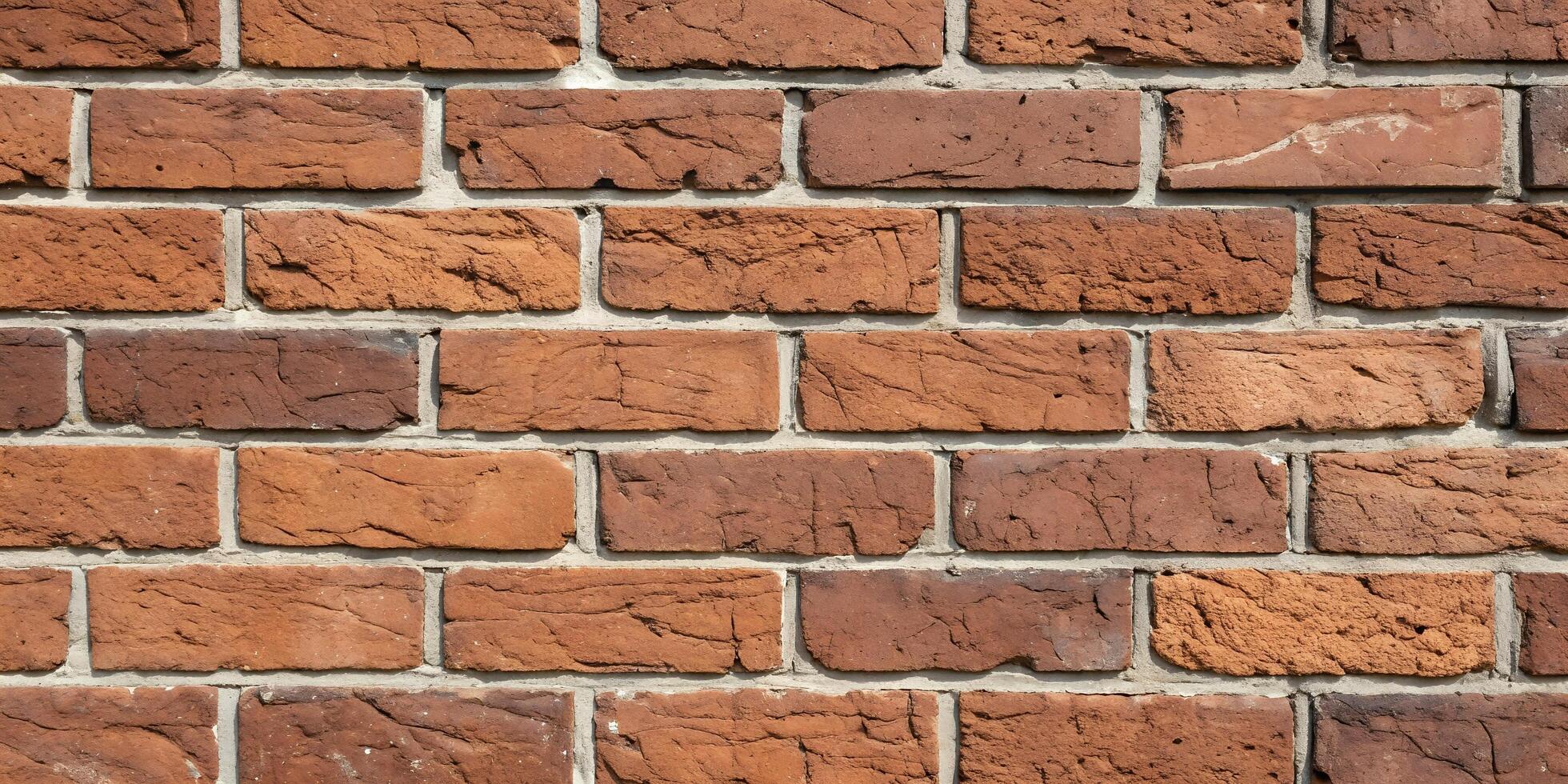 Old weathered brick wall with rough texture and peeling paint, rustic urban background photo