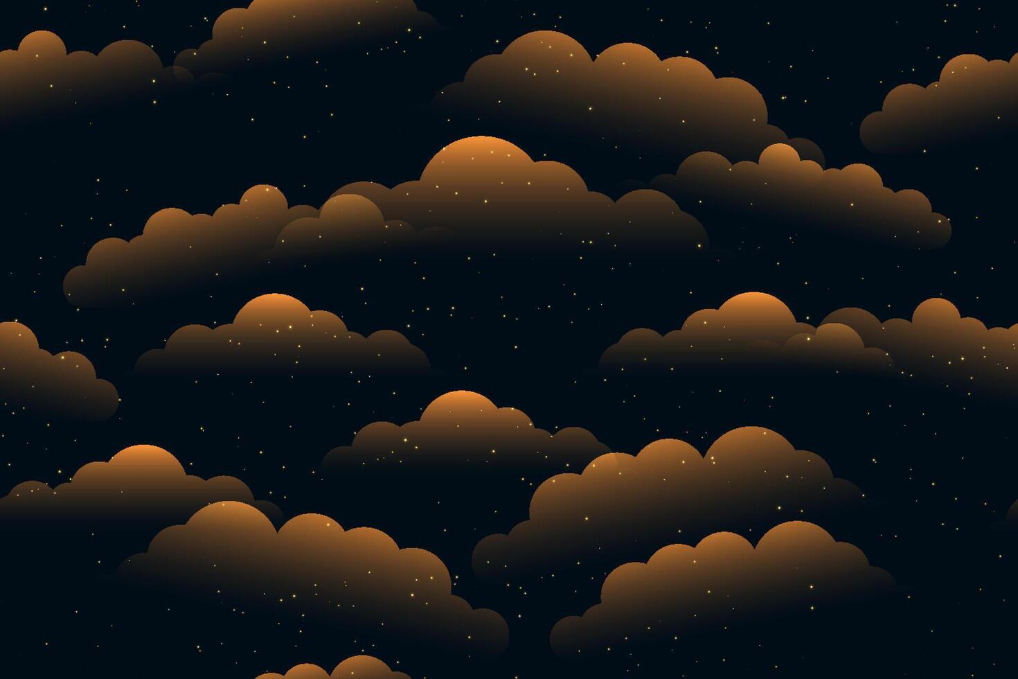 seamles pattern cartoon clouds in dark sky vector