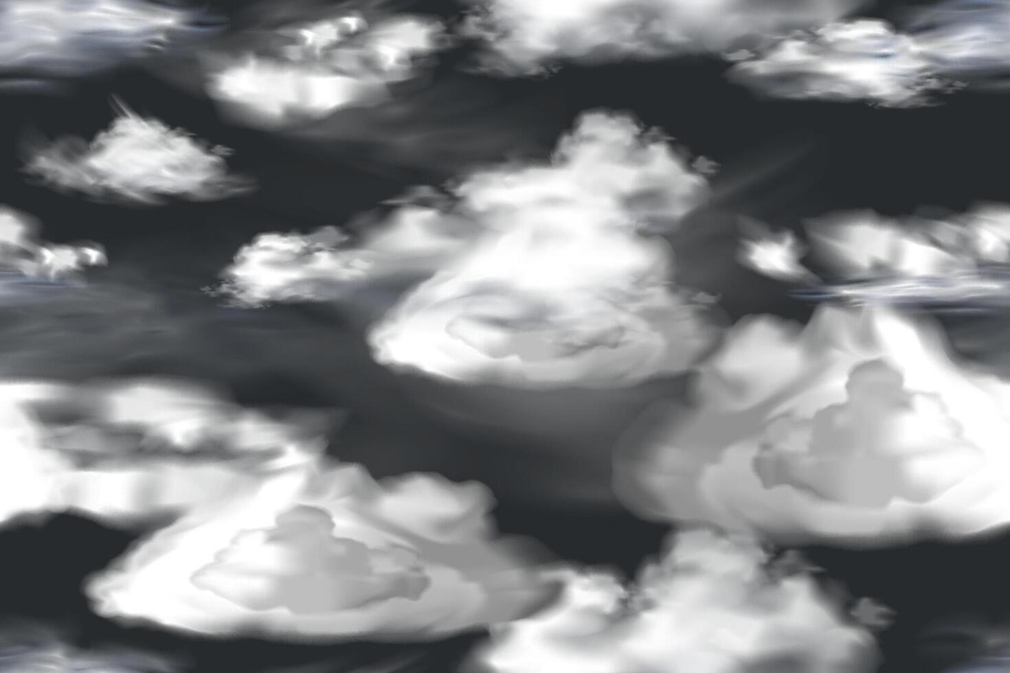 seamles pattern realistic clouds in dark sky vector