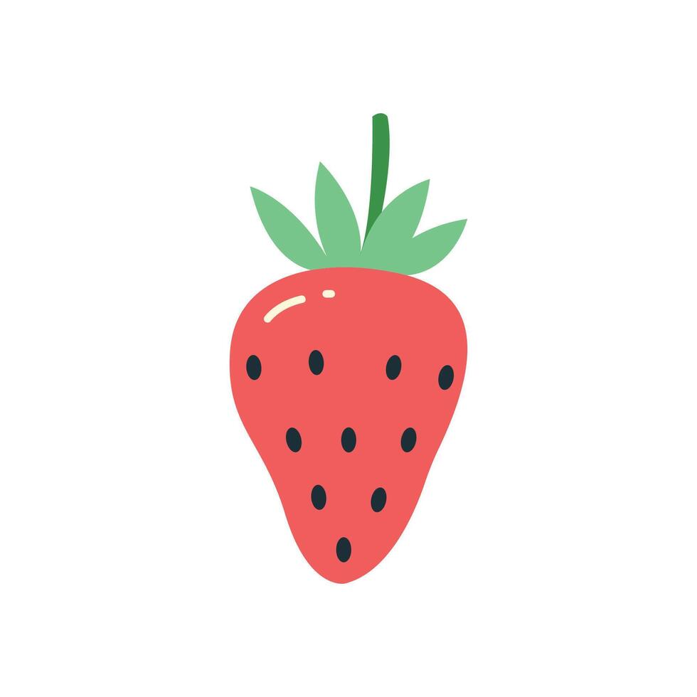 Hand drawn cute strawberry illustration isolated on white background, sweet red berry for food design and packaging vector