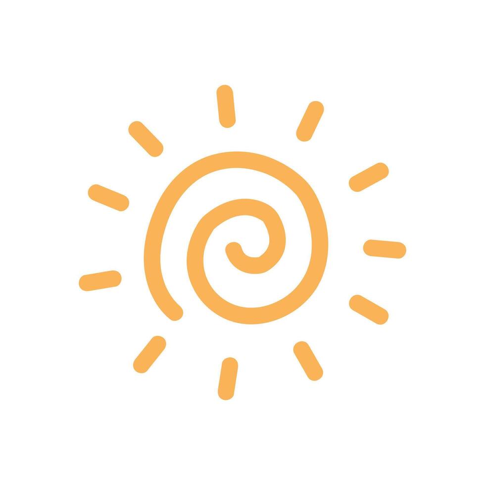 Cute Spiral Sun Icon Hand Drawn Summer Illustration vector