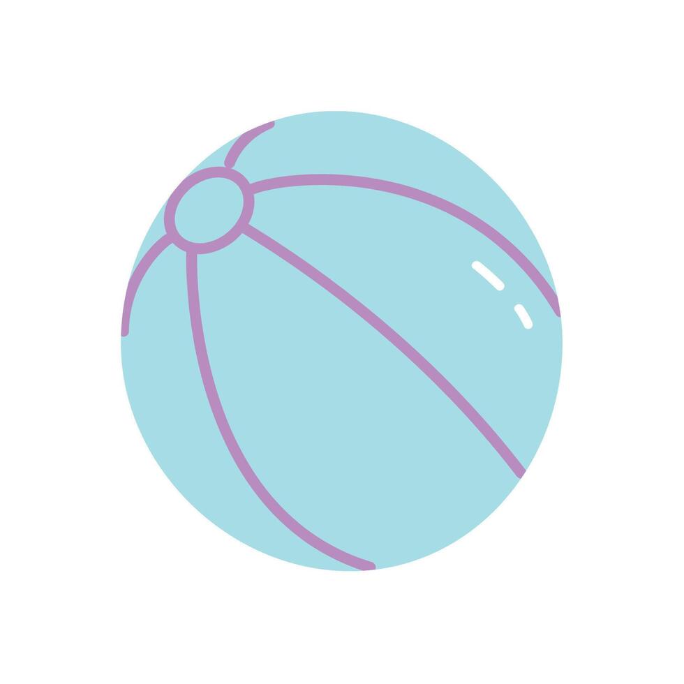 Beach Ball Colorful Inflatable Summer Toy in Flat Minimal Style Isolated on White vector