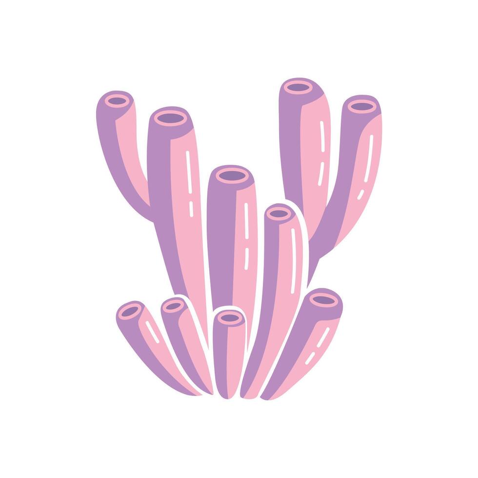 Pink Tube Coral Illustration Cute Underwater Sea Life Design vector