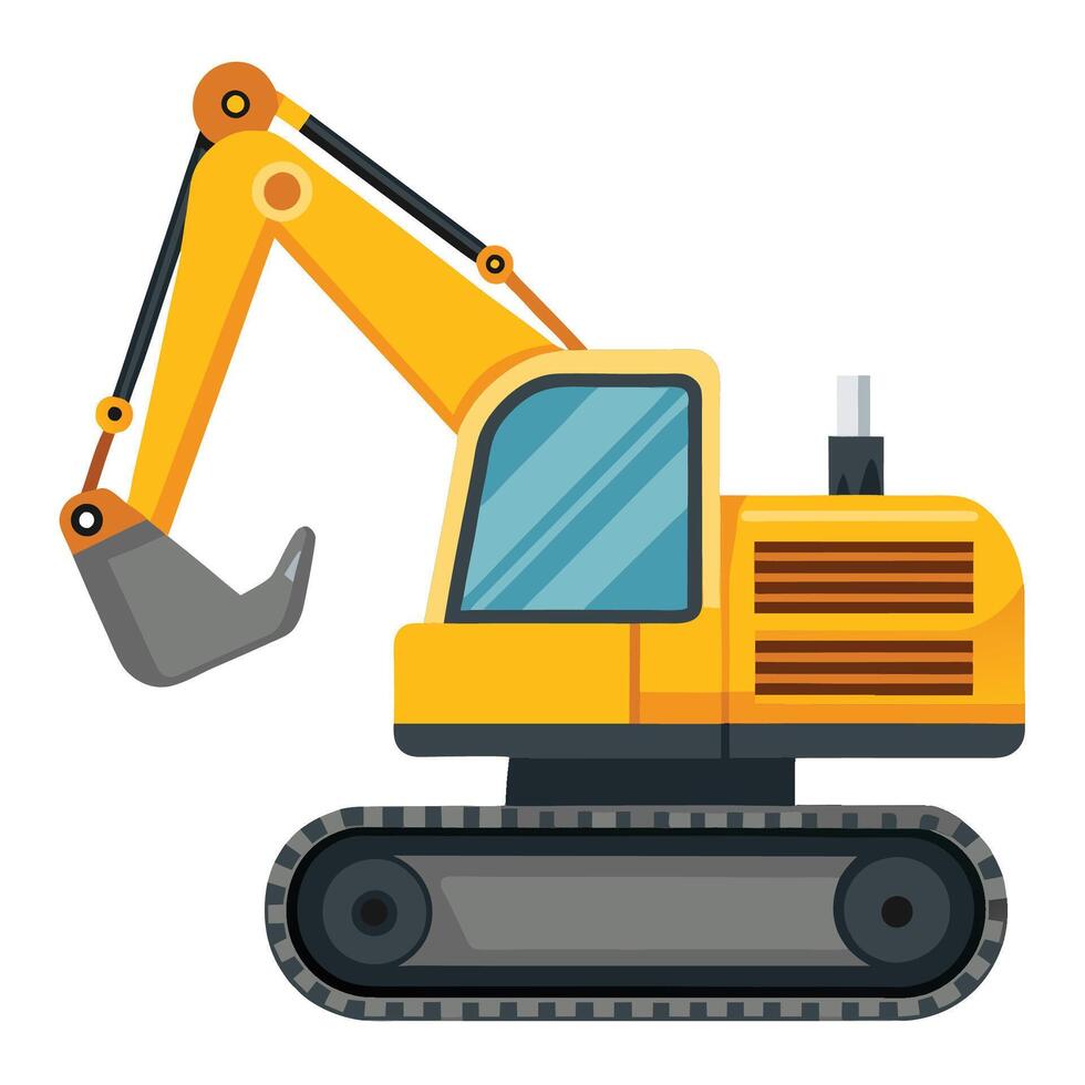 Construction Excavator Working in Clean Background vector