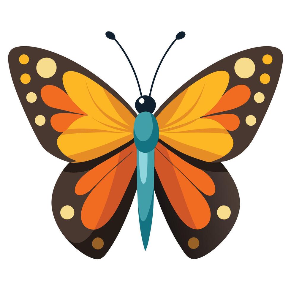 Delicate Butterfly Resting on White vector