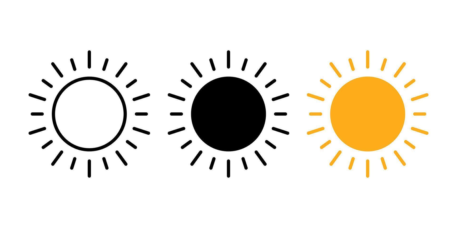 Sun icon set. Shine sun ray sign. for mobile concept and web design. illustration on white background vector