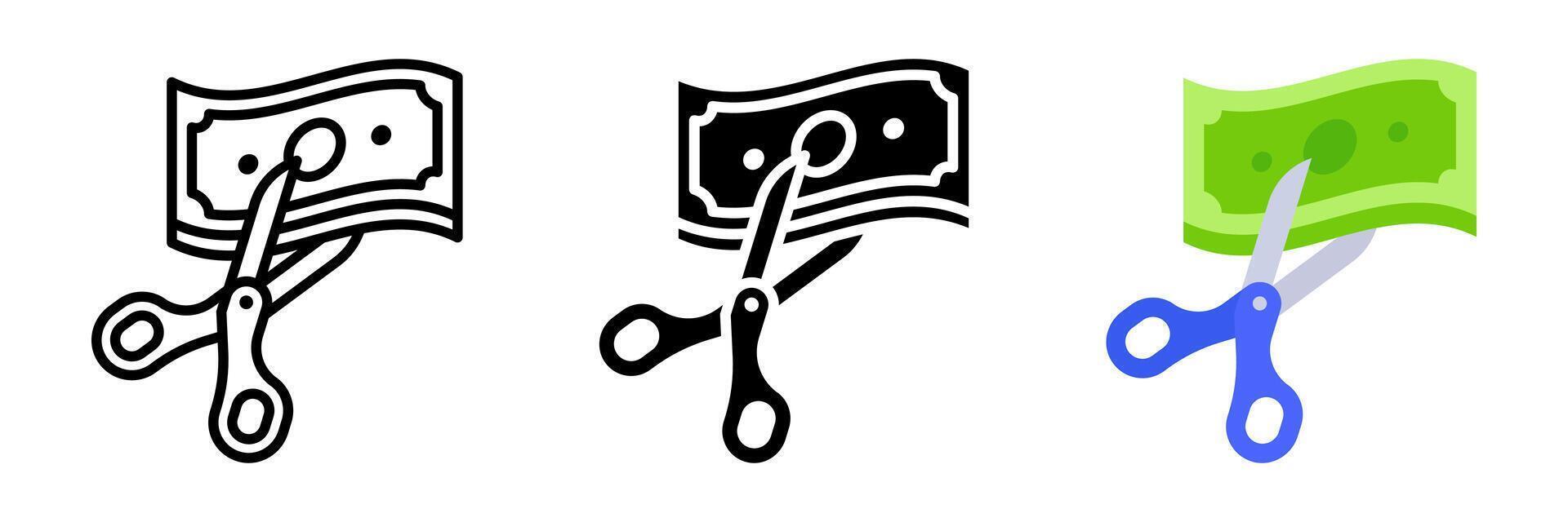 Budget Cuts icon set. for mobile concept and web design on white background vector