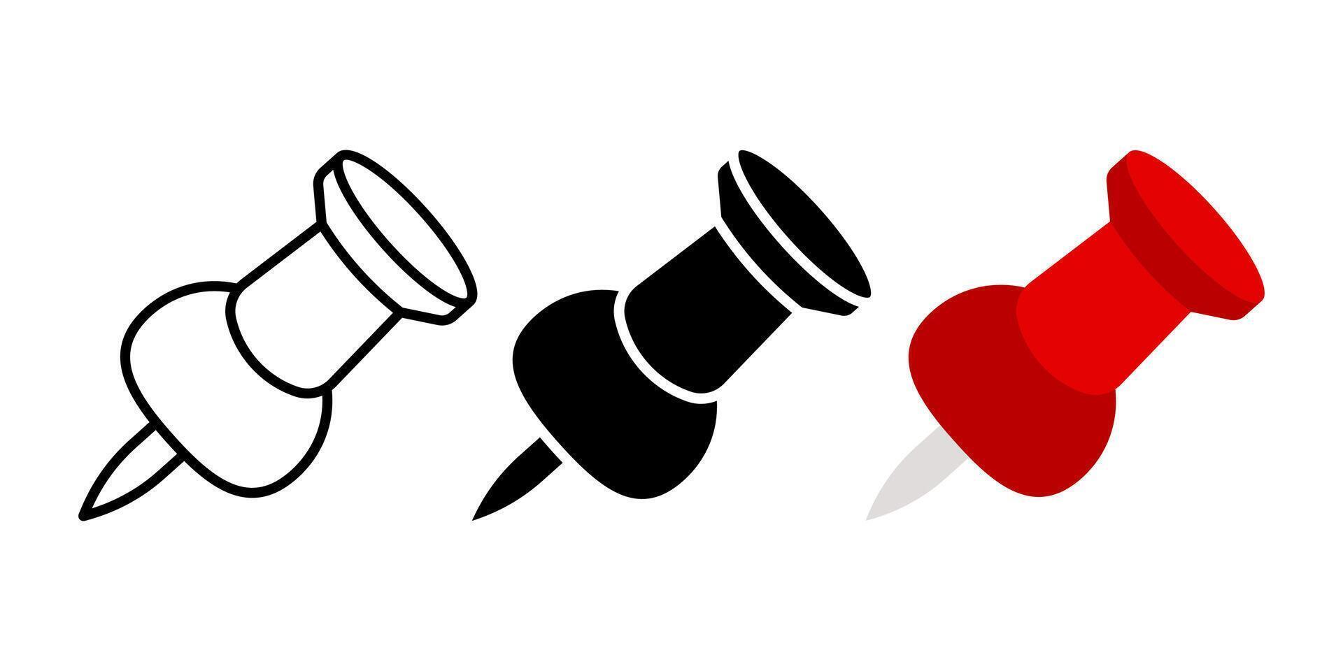 Push Pin icon set. for mobile concept and web design on white background vector