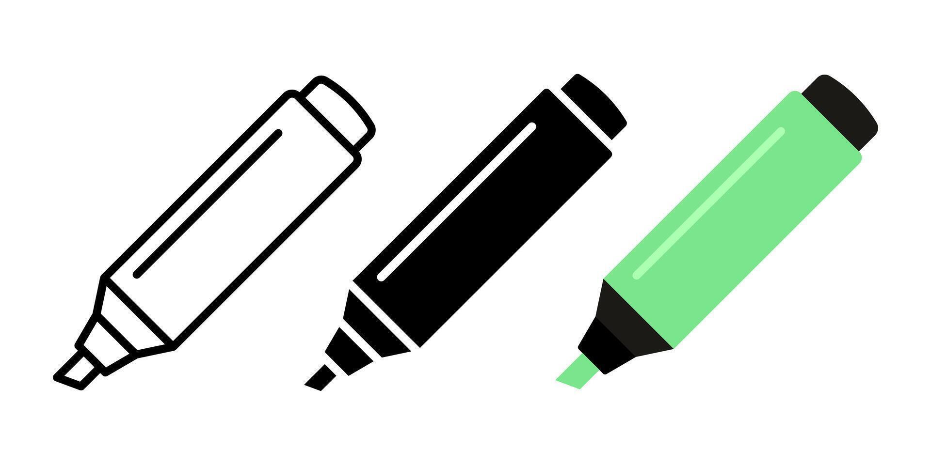 Highlighter icon set. for mobile concept and web design on white background vector