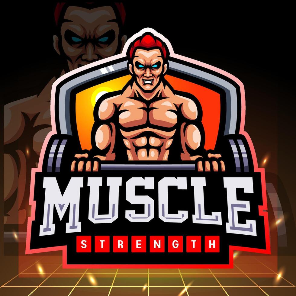 Muscle esport logo mascot design. vector