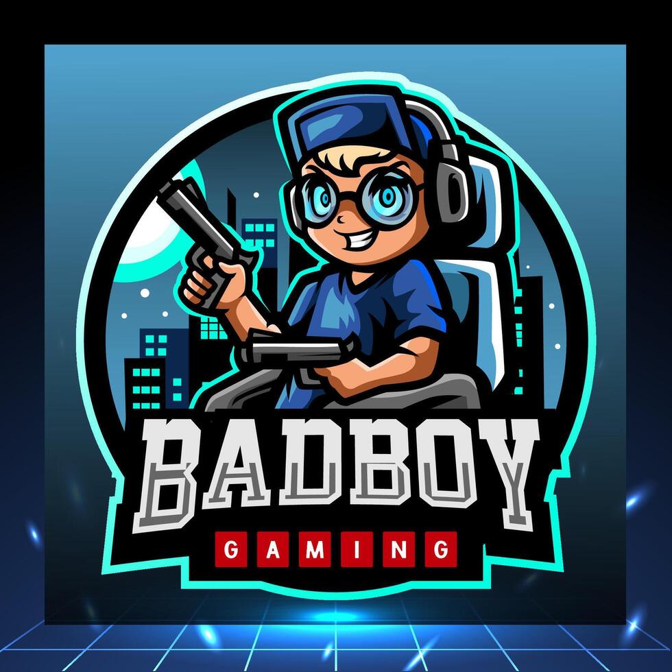 Bad boy gunners mascot esport logo design vector