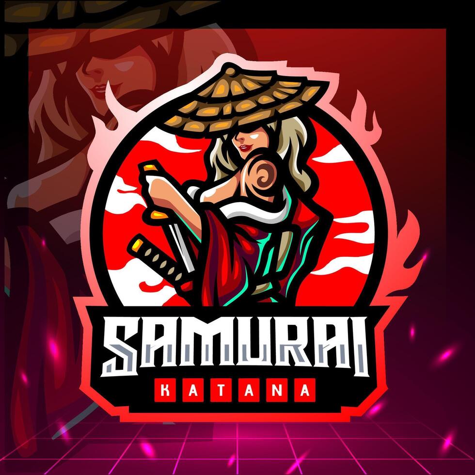 Samurai girls mascot esport logo design vector