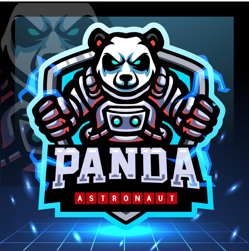 Panda astronaut mascot esport logo design vector