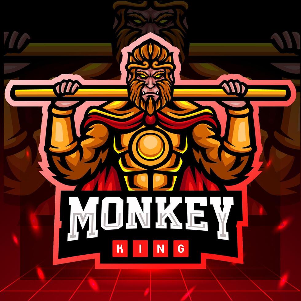 Monkey king mascot. esport logo design vector