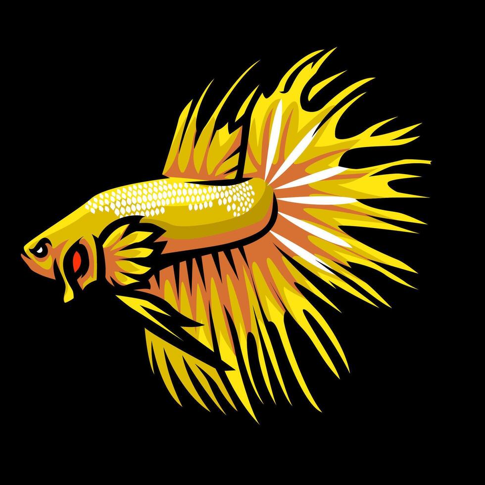 Yellow betta fish mascot esport logo design vector