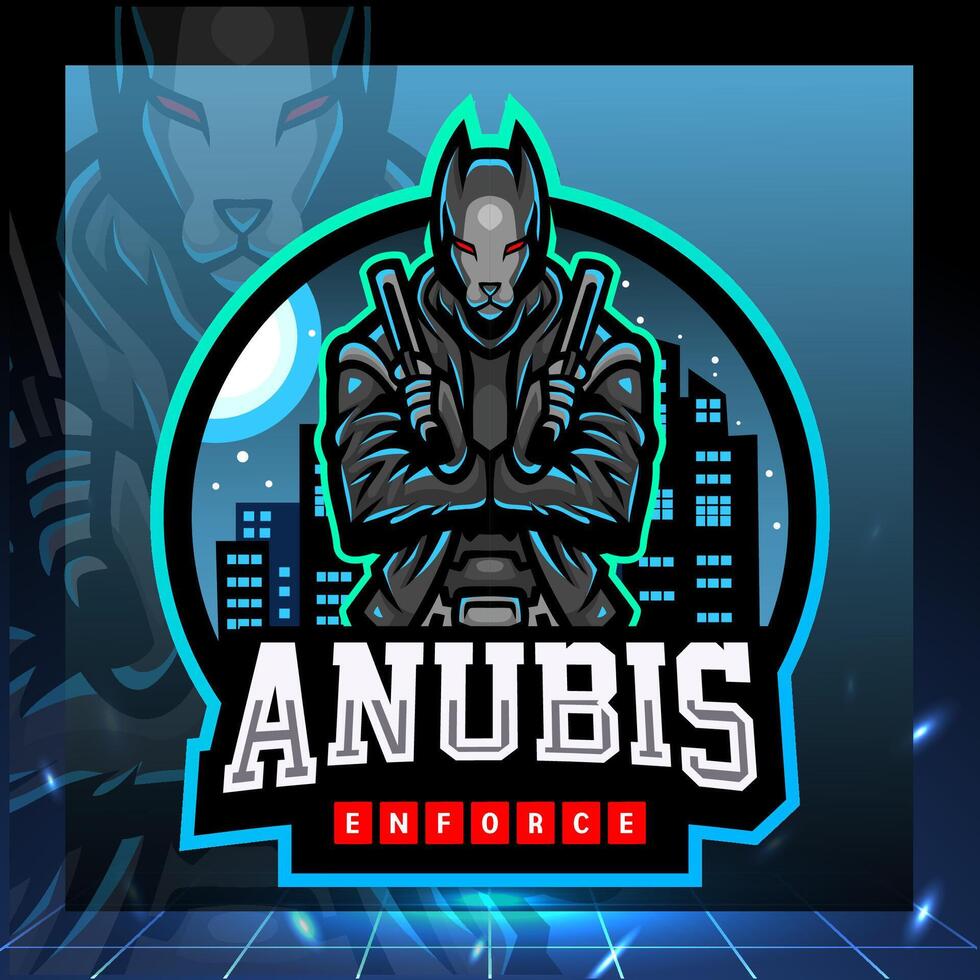 Neo anubis mascot esport logo design vector