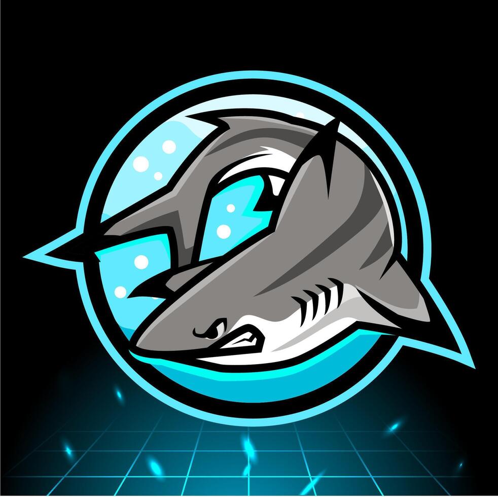 Black tip reef shark mascot. esport logo design vector