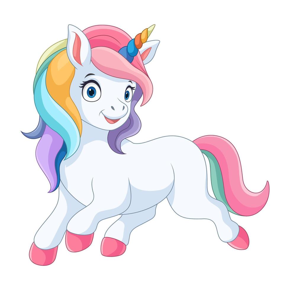 Beautiful unicorn cartoon isolated on white background vector