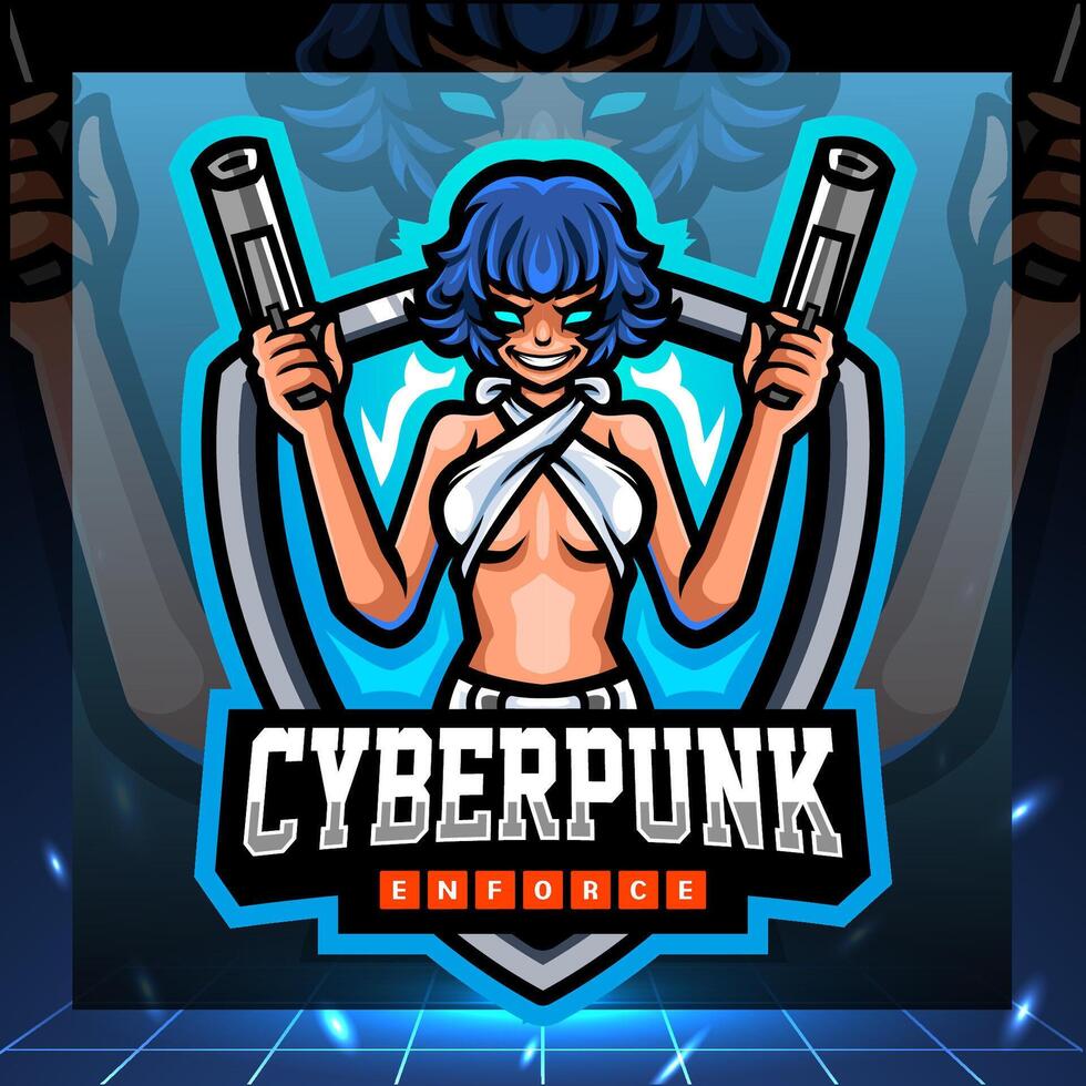 Cyber punk mascot esport logo design vector