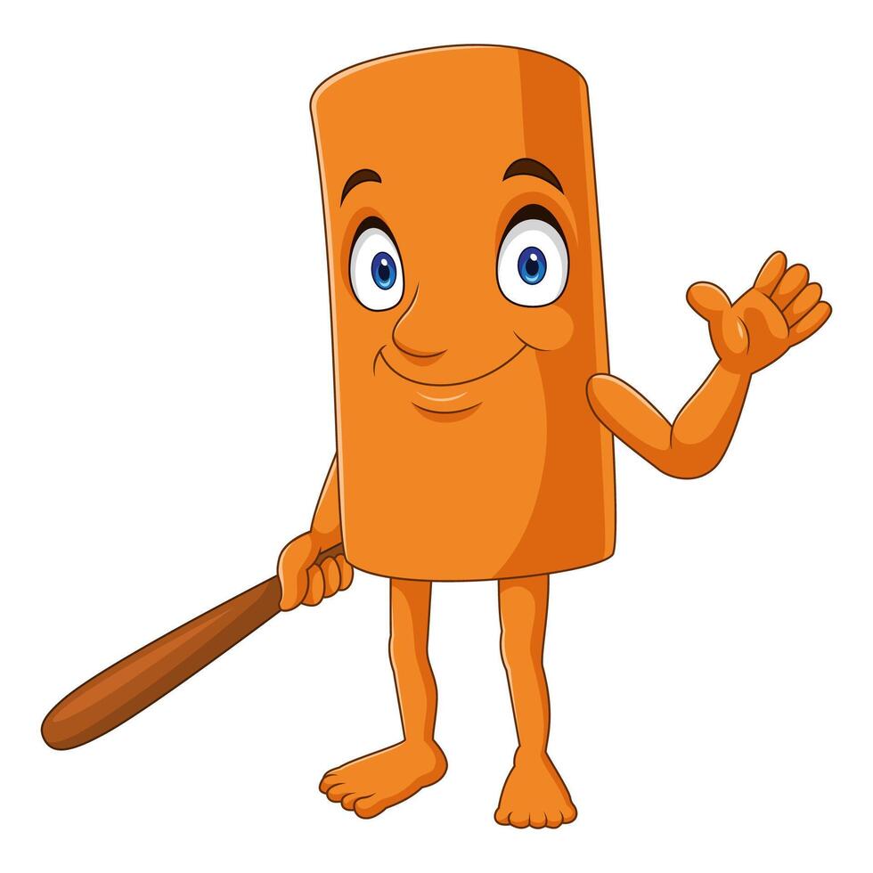 Cartoon wood carrying baton isolated on white background vector