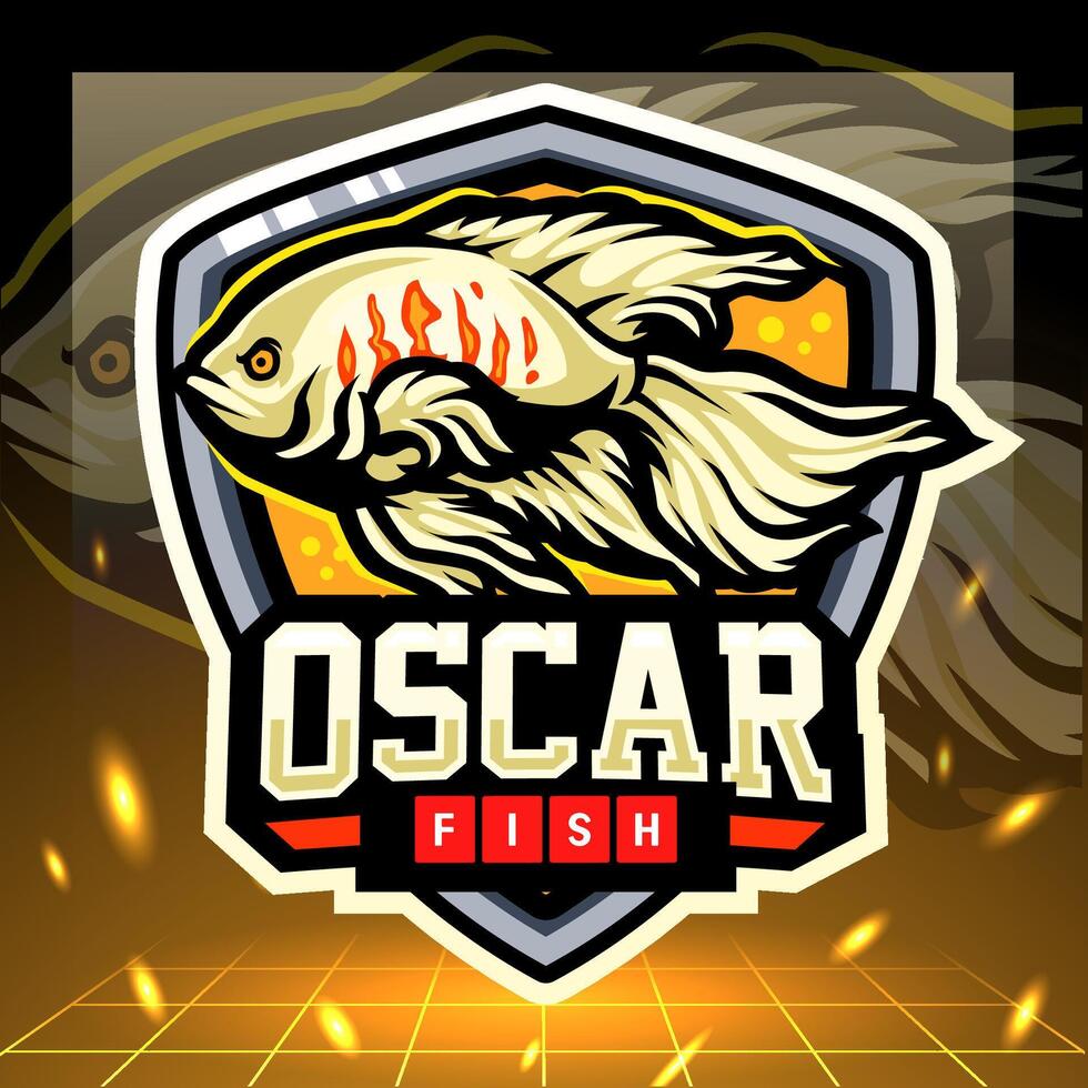 Oscar fish esport logo design vector