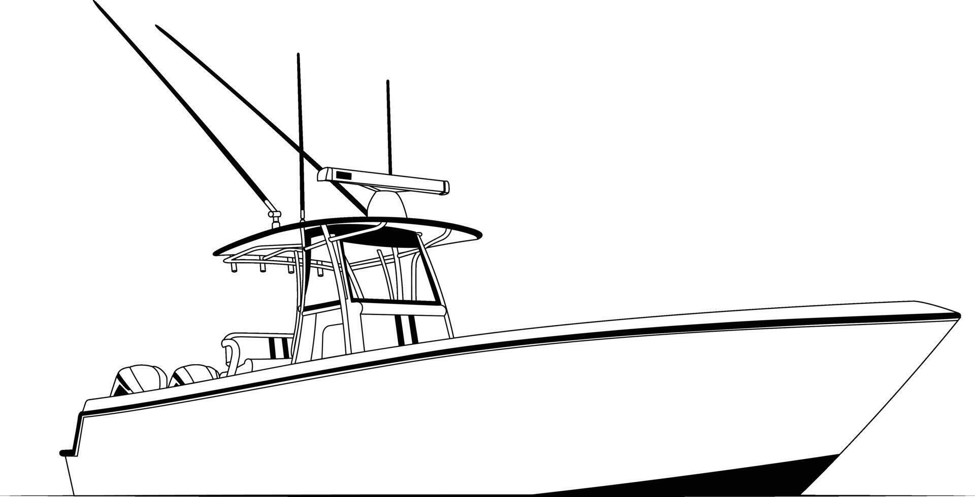 Fishing boat Line art illustration black color line art vector