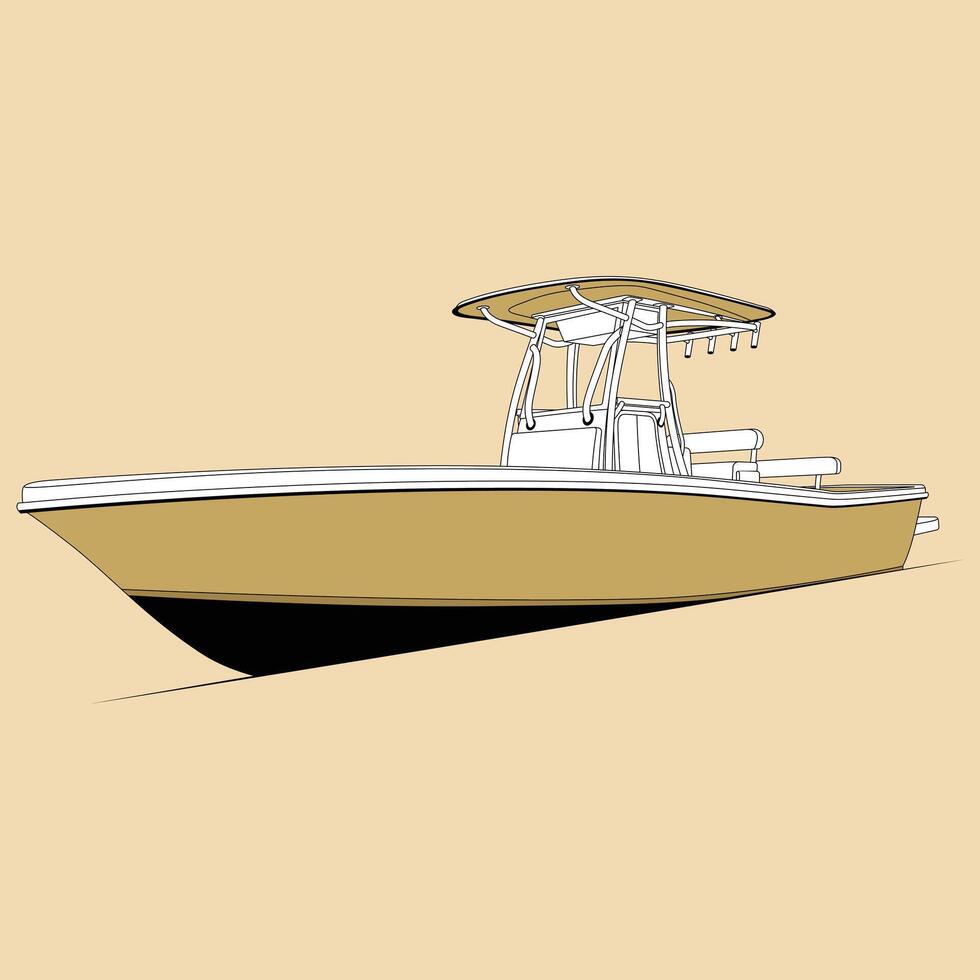 Flat Illustration Design of a Luxury Yacht on Water vector