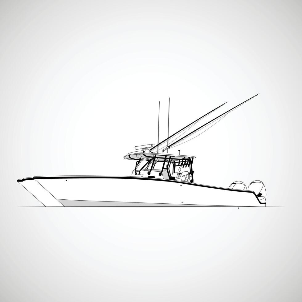 Line art boat icon illustration vector