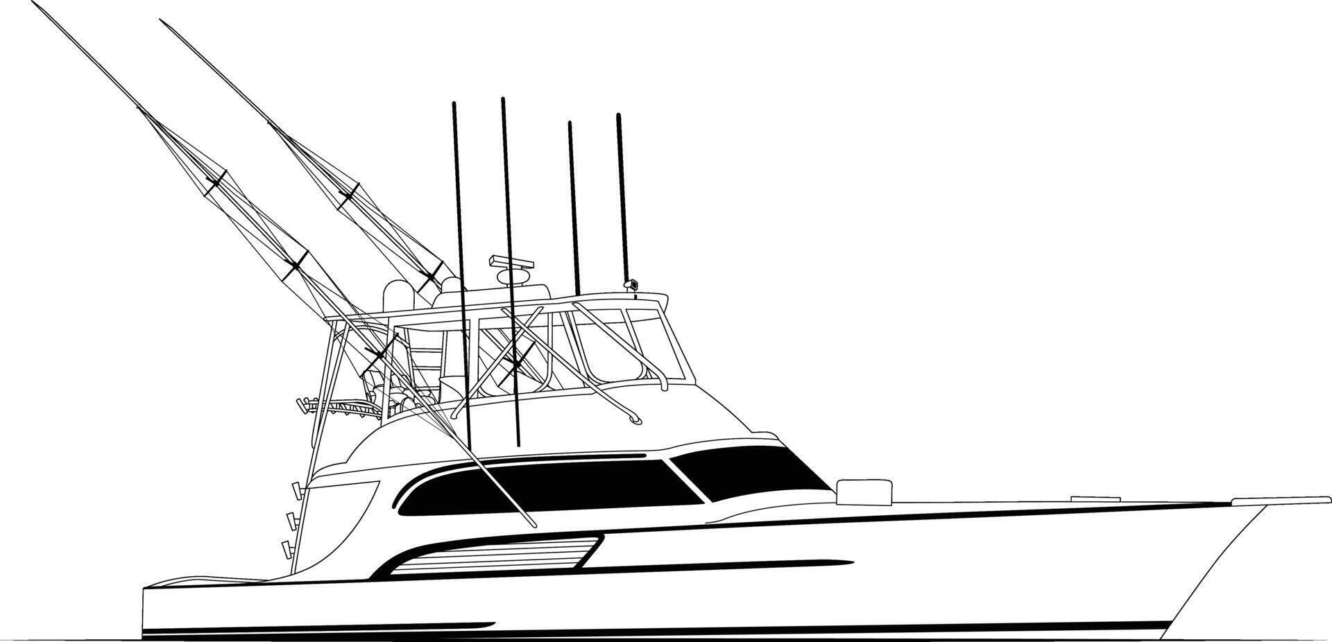 Fishing boat Line art illustration for fisherman T-Shirt line art 8 vector