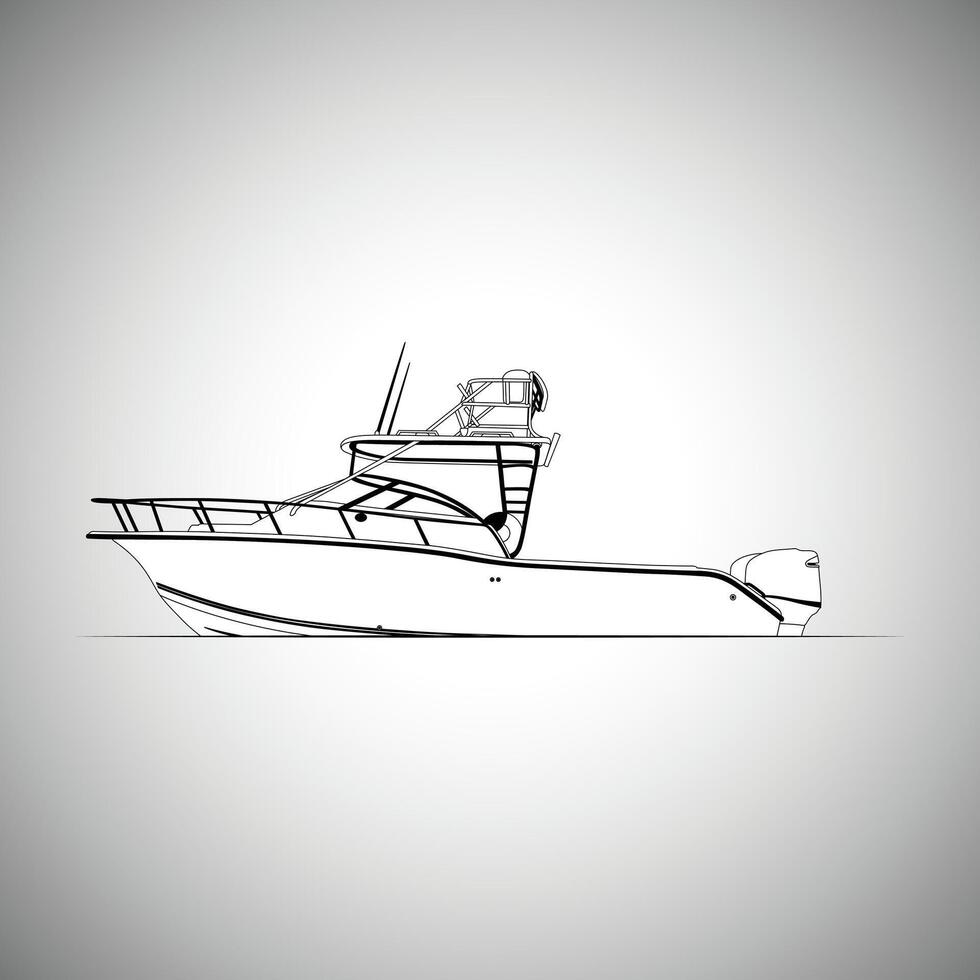 Fishing boat Line art illustration for fisherman T-Shirt art 4 vector