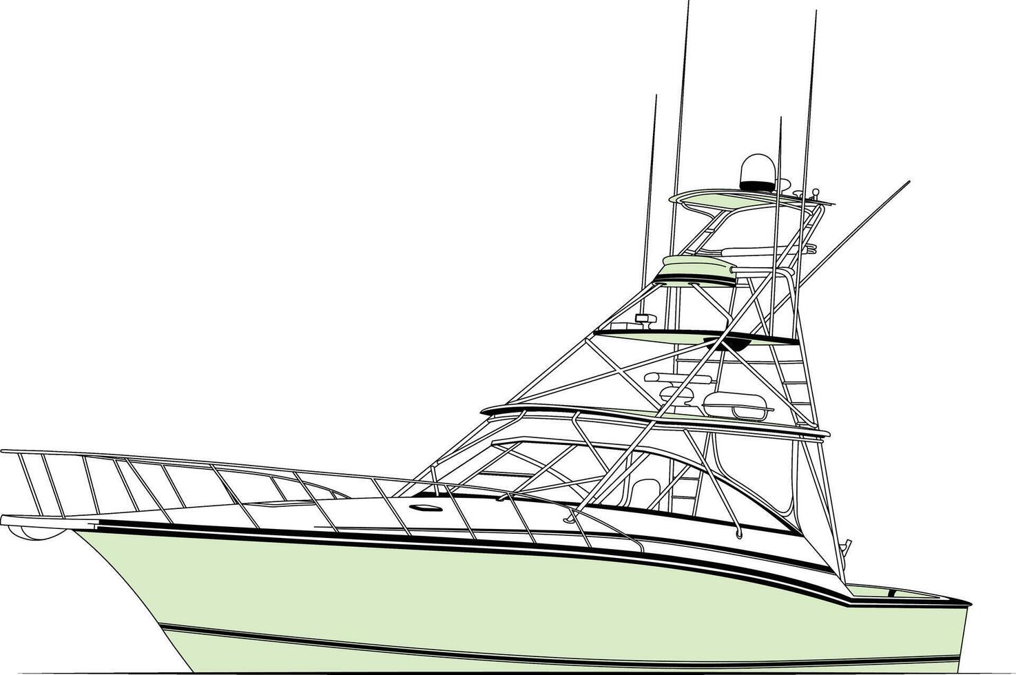 Fishing boat Line art illustration beautiful vector