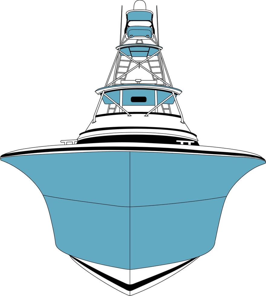 front view boat line art vector