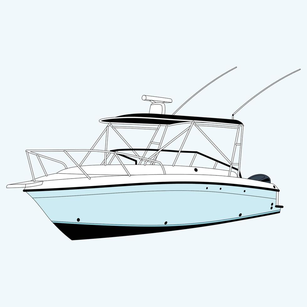 Flat Style Fishing Boat Graphic Design vector
