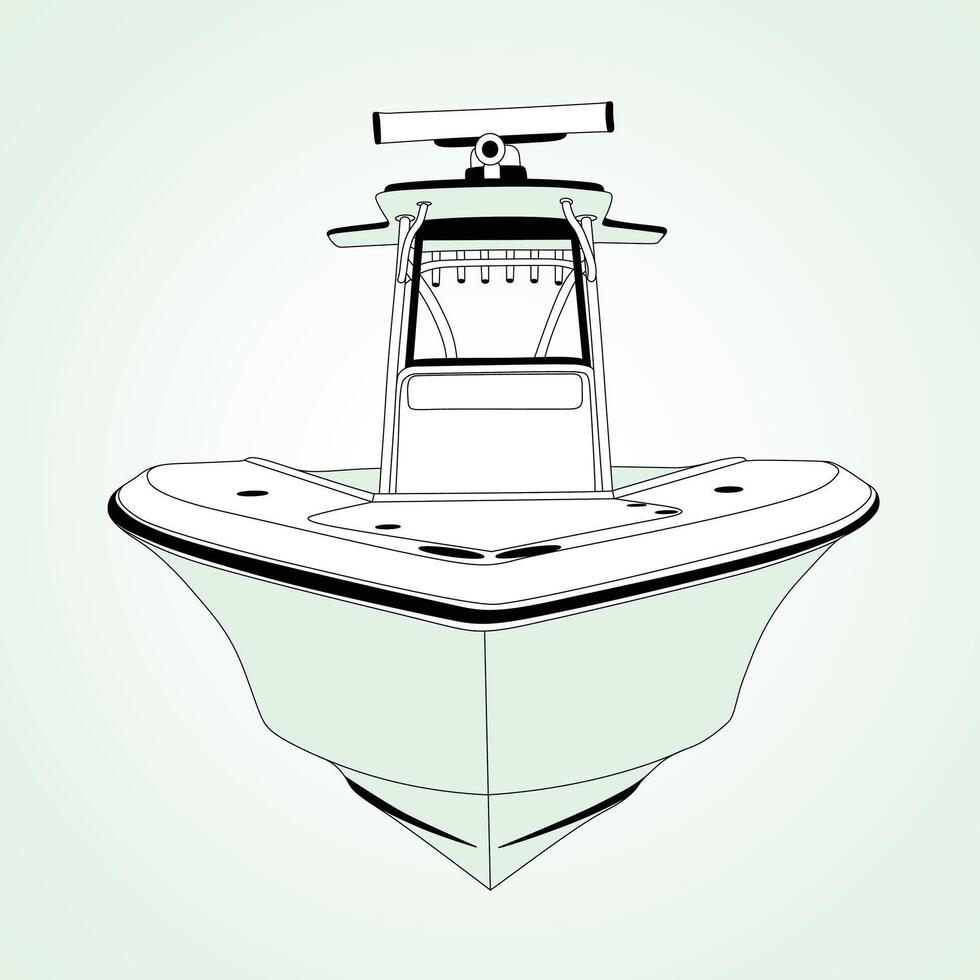 Boat Fishing Lineart vector