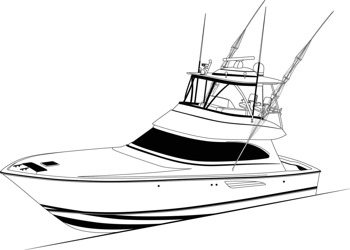 Fishing boat Line art illustration for fisherman T-Shirt line art 6 vector