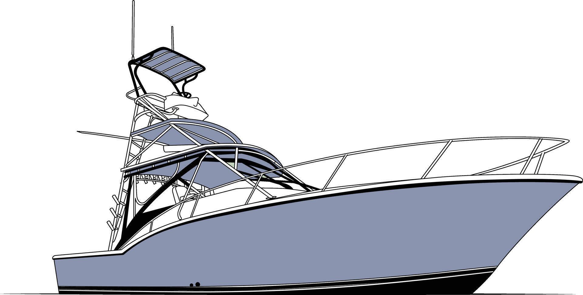Fishing boat line art front vector