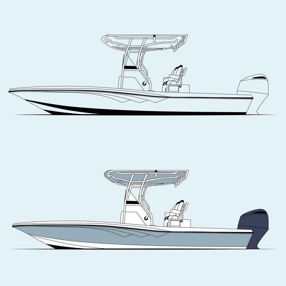 Simple and Clean Illustration of a Rowboat on the Lake vector