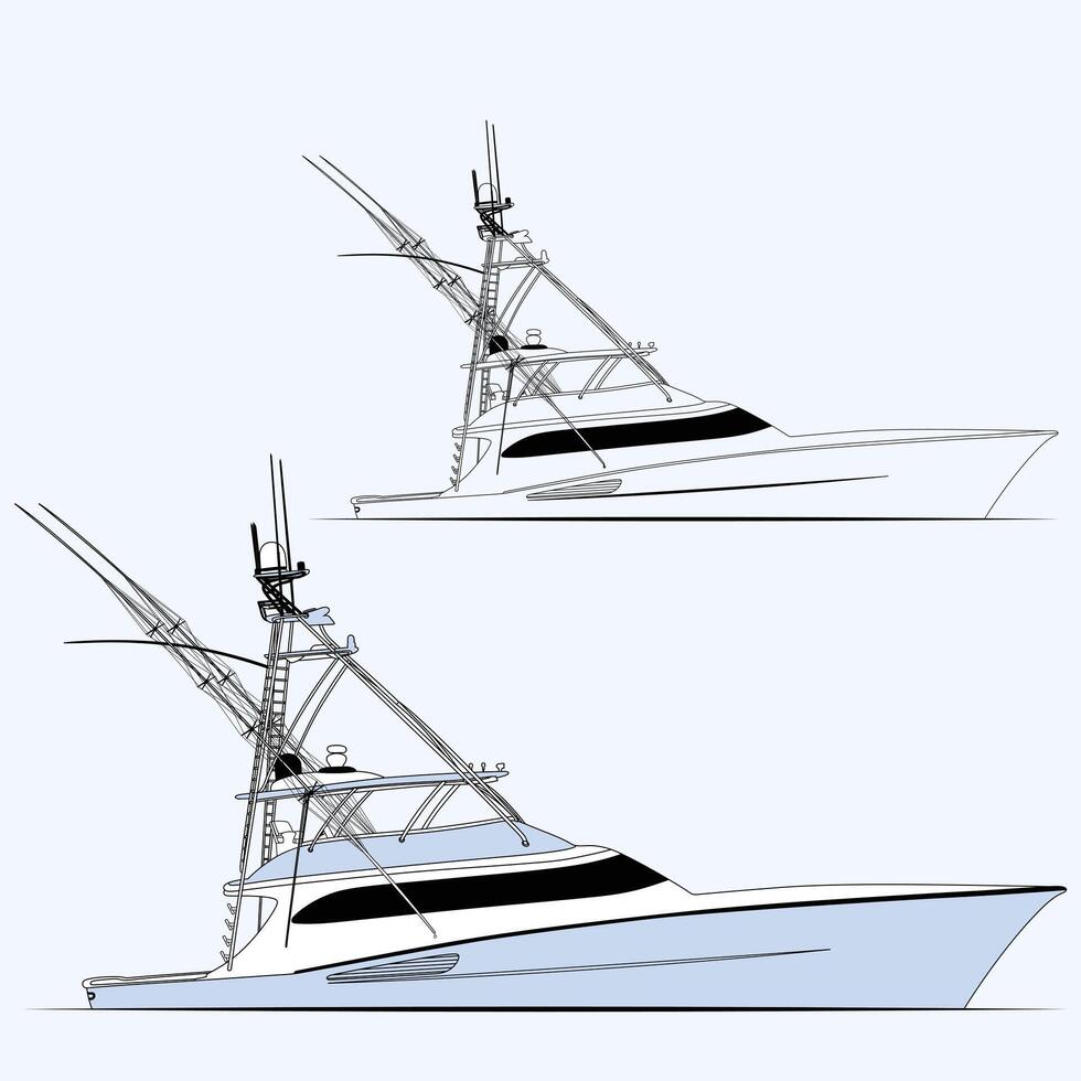 Illustration of a Speedboat Cutting Through Ocean Waves with Splash Effects vector