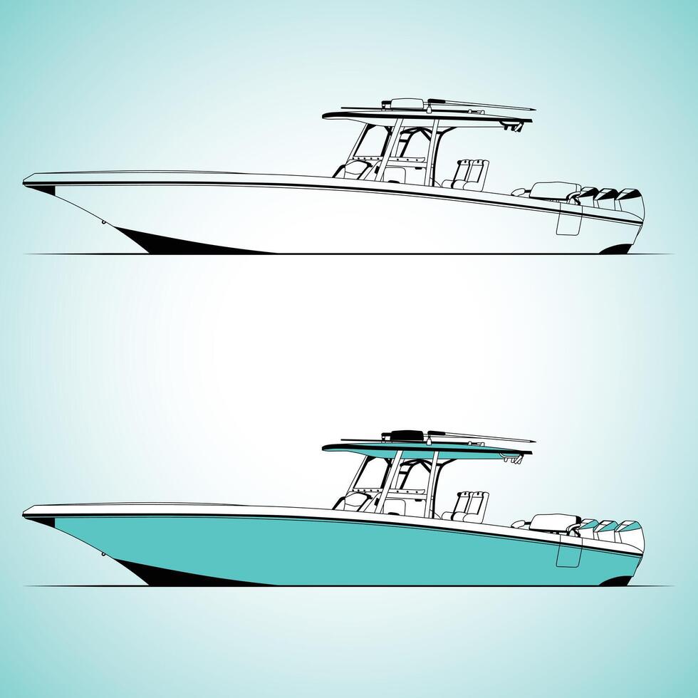 Boat Teale color illustration for print any product and T-Shirt vector